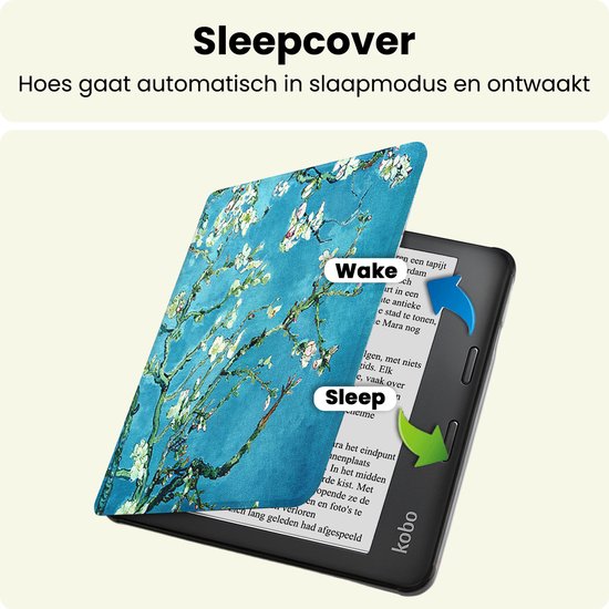 Hoes Geschikt voor Kobo Libra 2 - E-reader Hoesje Bescherm Hoesje Case Sleep Cover - Hoes Geschikt voor Kobo Libra 2 Hoesje - Bloesem — afbeelding 3
