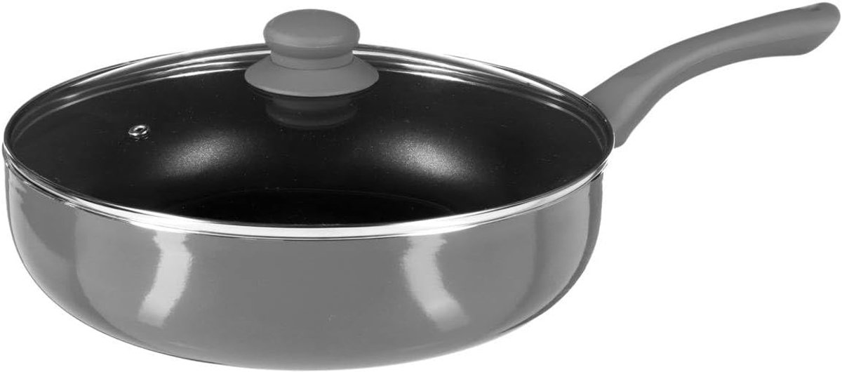 5Five NEO Diepe Koekenpan met Deksel 28 cm – Aluminium – Grijs – Geschikt voor Inductie