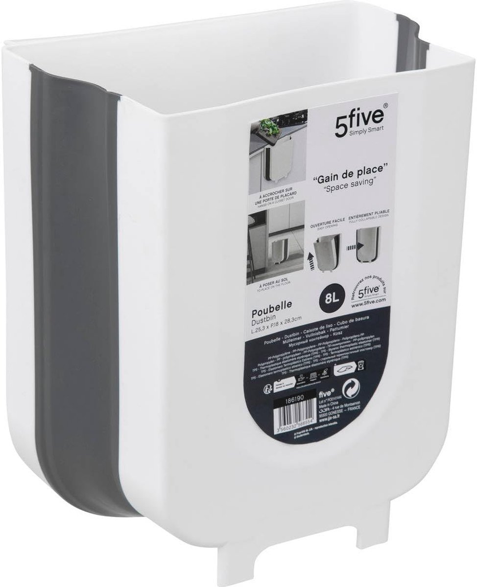 5five Vouwbare Hangende Kastdeur Afvalbak - 8 L, 28,8 x 25,2 x 17 cm