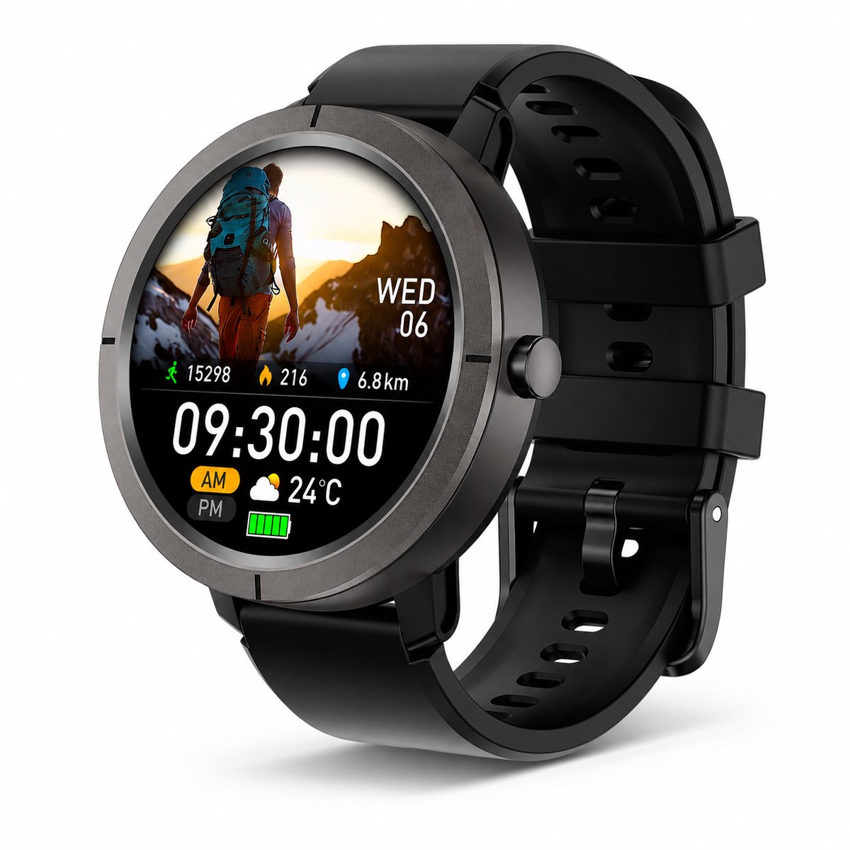 Evy24 Smartwatch EV1 GPS 42mm - GPS Smartwatch Dames & Heren - AMOLED Sporthorloge - Bluetooth Bellen - 5ATM Waterdicht - GPS Horloge - Hartslagmeter - 170+ Sportmodi - iPhone & Android - Gunmetal