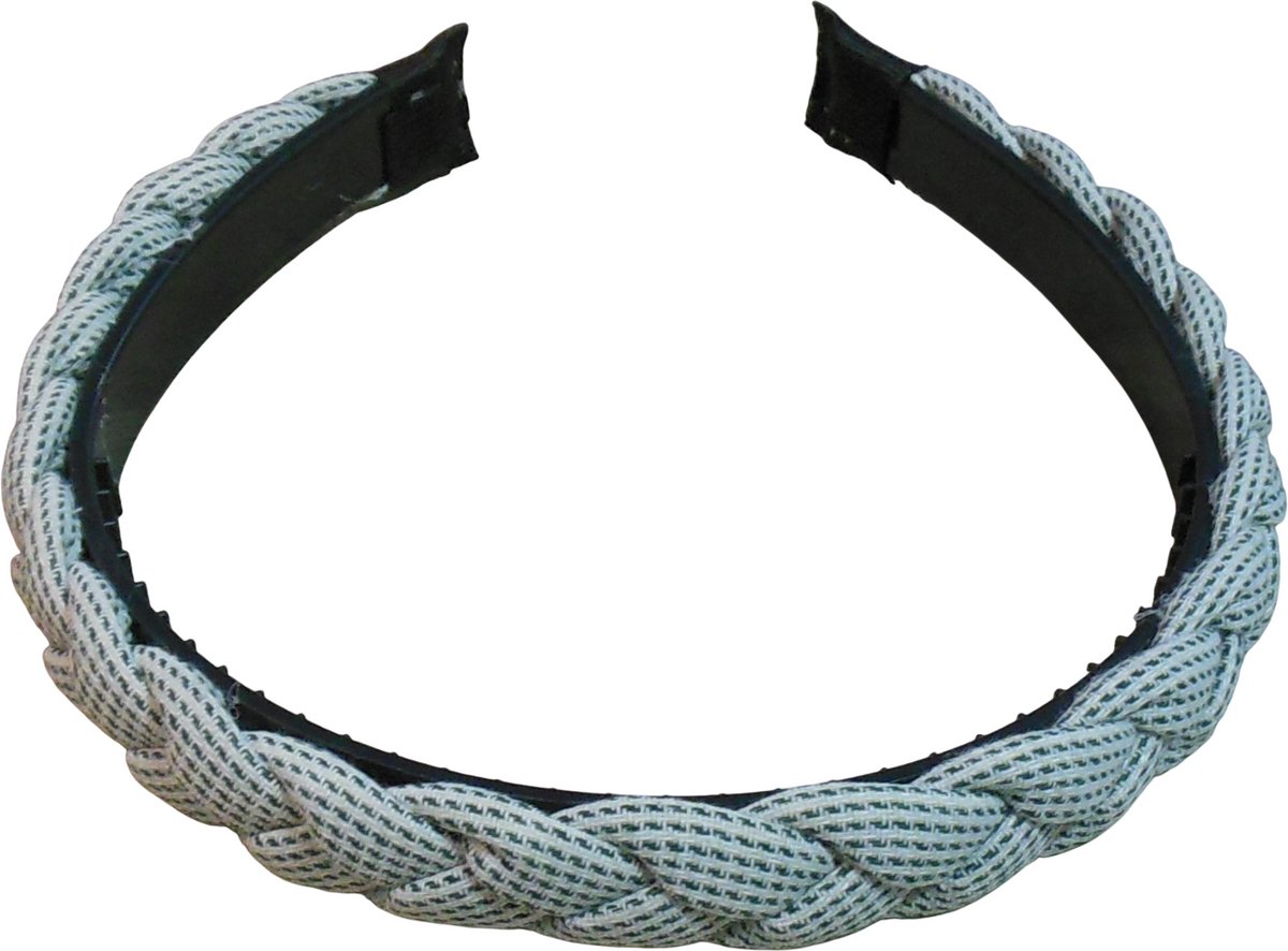 Diadeem gevlochten groen-wit