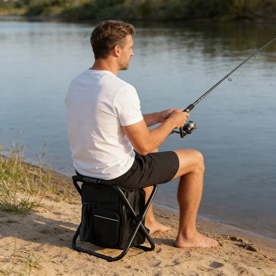 Stervia 3 in 1 Koelrugzak - Koelrugtas - Uitklapbare Stoel - Koeltas - Kampeerstoel - Visstoel - Draagvermogen 150 KG - Zwart - 36 x 29 x 43 cm van Stervia — afbeelding 5