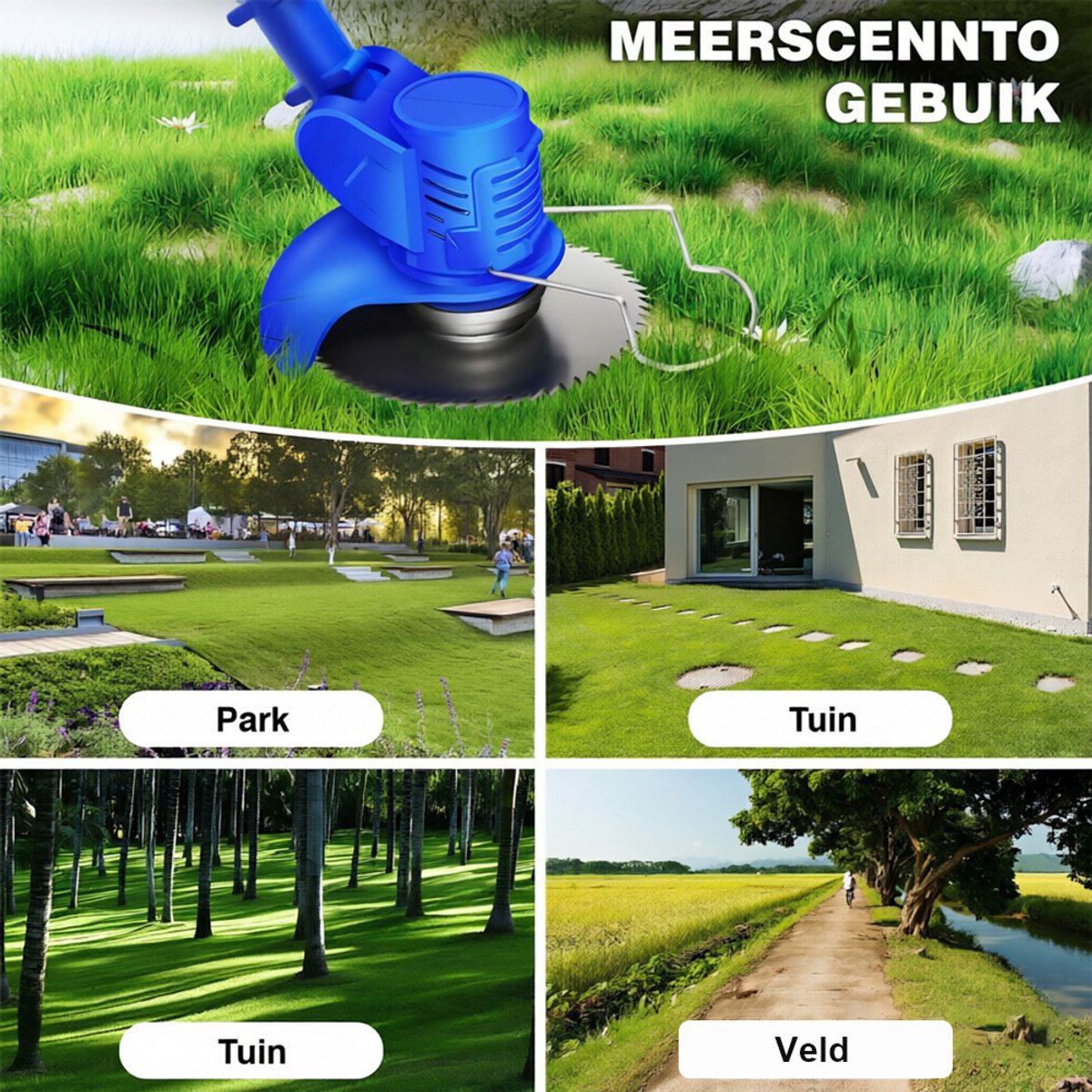 Accu-Grasmaaier met 21V Accu, Bosmaaier, Elektrische Grasmaaier met 2 Accu’s, Trimmer, Tuin-, Gazon- en Onkruidtrimmer, Elektrische Trimmer, Tuinkantensnijder Voor Tuin en Erf – foto 5