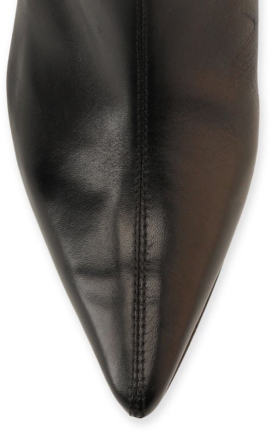 Manfield Manfield - Dames - Zwarte leren enkellaarsjes met hak - Maat 41 | bol