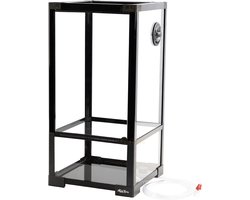 HabiTerra Terrarium 30x30x60 cm – Hoog Tropisch Terrarium – Mini Paludarium - Knock Down Bouwpakket – Met Ventilatiedeksel en Kabeldoorvoer – Geschikt voor Kikkers, Gecko’s, Insecten