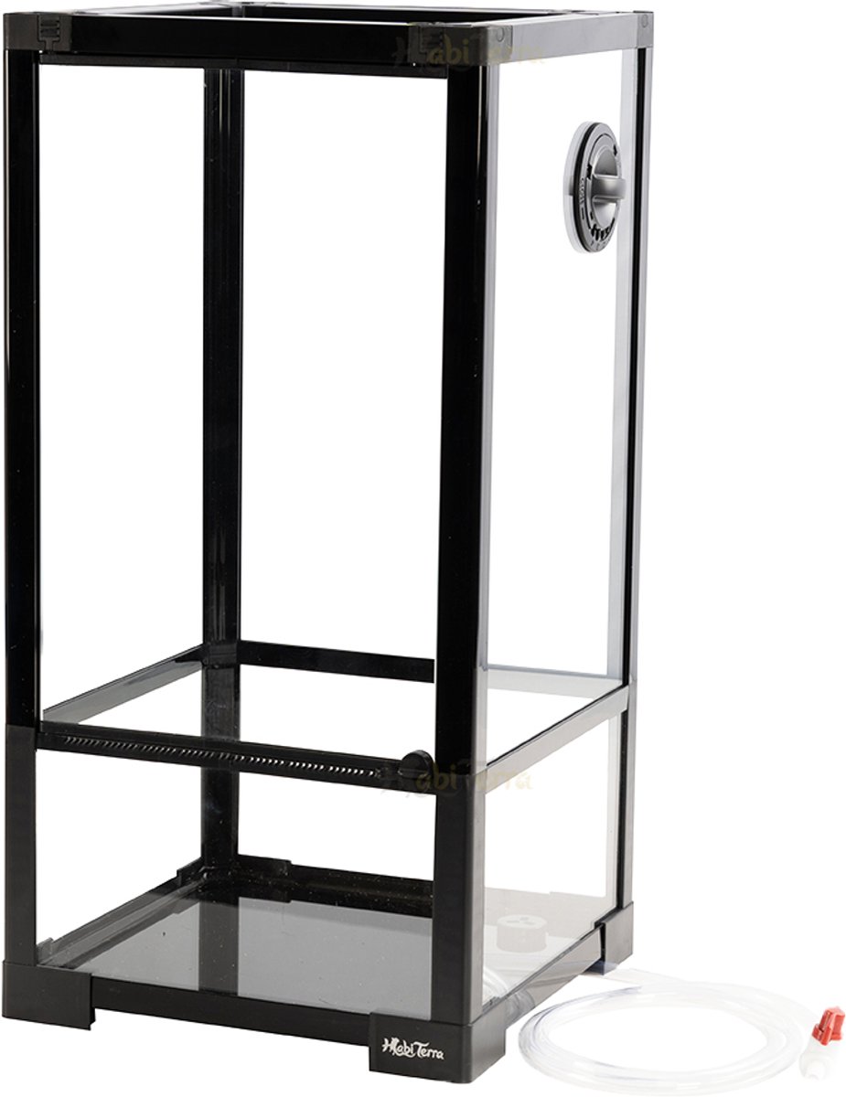HabiTerra Terrarium 30x30x60 cm – Hoog Tropisch Terrarium – Mini Paludarium - Knock Down Bouwpakket – Met Ventilatiedeksel en Kabeldoorvoer – Geschikt voor Kikkers, Gecko’s, Insecten