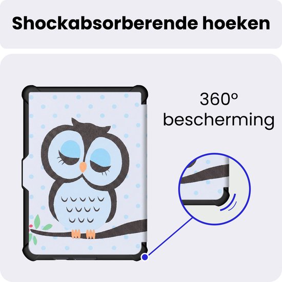 Hoes Geschikt voor Kobo Clara HD - Luxe E-reader Trifold Case - Bescherm Hoesje Book Cover - Uil — afbeelding 4