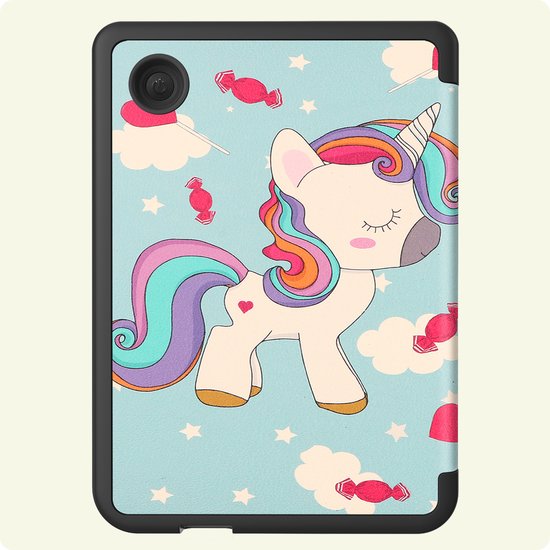 Hoes Geschikt voor Kobo Clara 2E - E-reader Bescherm Hoesje Case Sleep Cover Trifold - Hoes Geschikt voor Kobo Clara 2E Hoesje - Eenhoorn — afbeelding 5