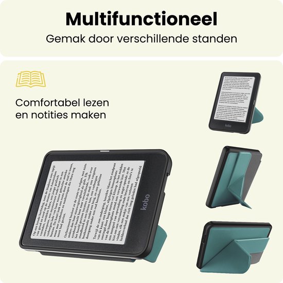 Hoes Geschikt voor Kobo Nia - E-reader Bescherm Hoesje Case Sleep Cover Trifold - Hoes Geschikt voor Kobo Nia Hoesje - Donkergroen — afbeelding 3