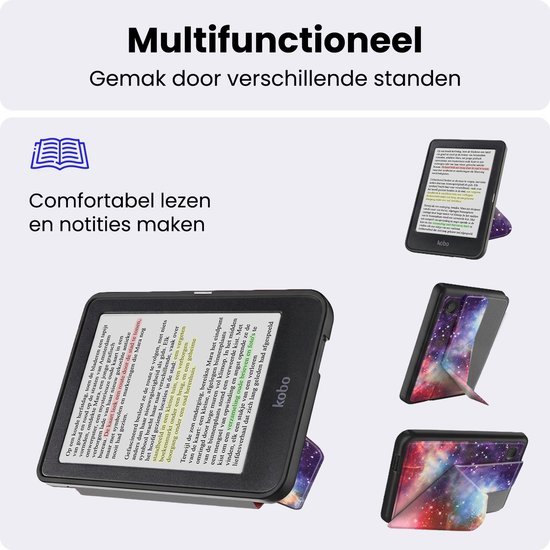 Hoes Geschikt voor Kobo Clara BW - Luxe E-reader Trifold Case - Bescherm Hoesje Book Cover - Galaxy — afbeelding 3