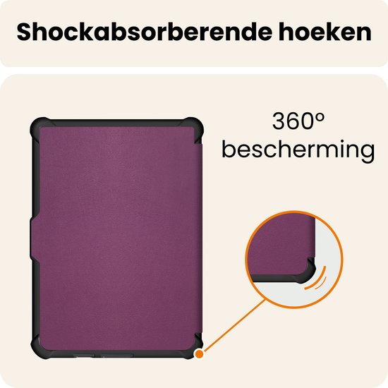 Hoesje Geschikt voor Kobo Clara HD Hoes Book Case Trifold - Hoes Geschikt voor Kobo Clara HD Hoesje Book Cover - Paars van Hoesje  — afbeelding 4