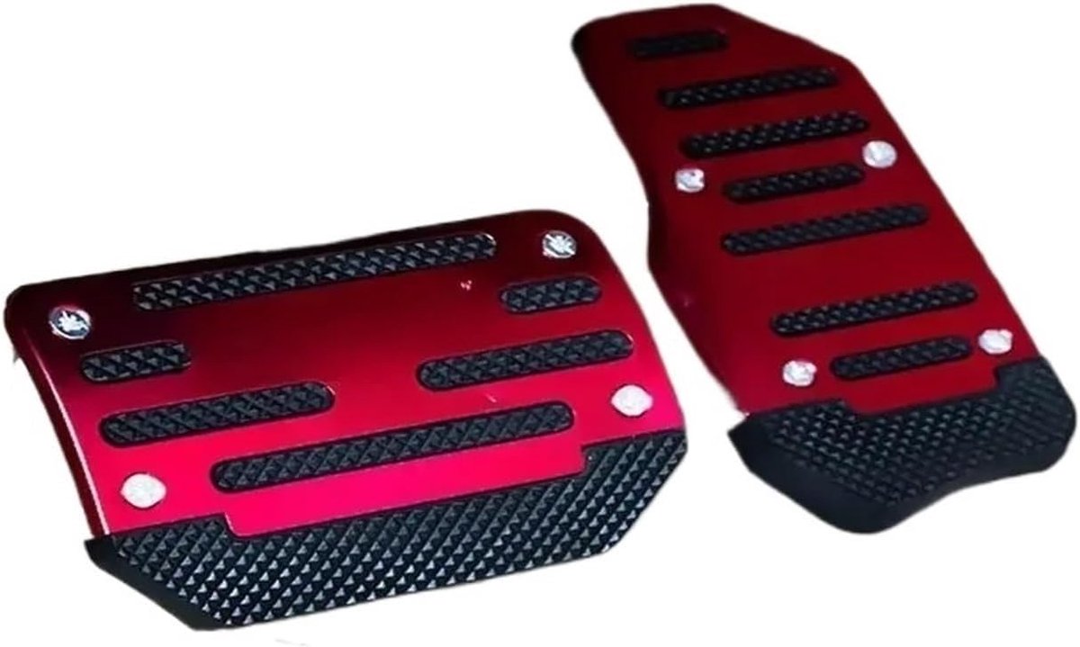 Pedaal Covers - Auto Voetpedalen - Veiliger Rijden - Antislip Aluminium Rubber - Universeel - Automatisch Rood