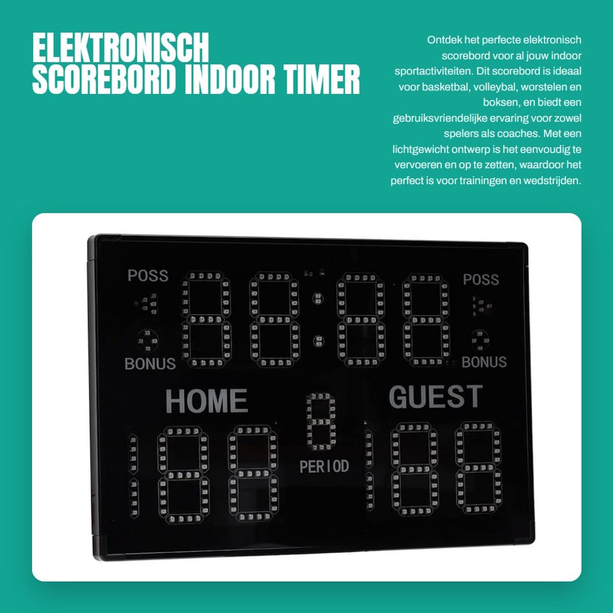 Dailygoods - Elektronisch Scorebord - Indoor Timer - Lichtgewicht en Draagbaar - 100-240V - Geschikt voor Sporten - Inclusief Luidspreker