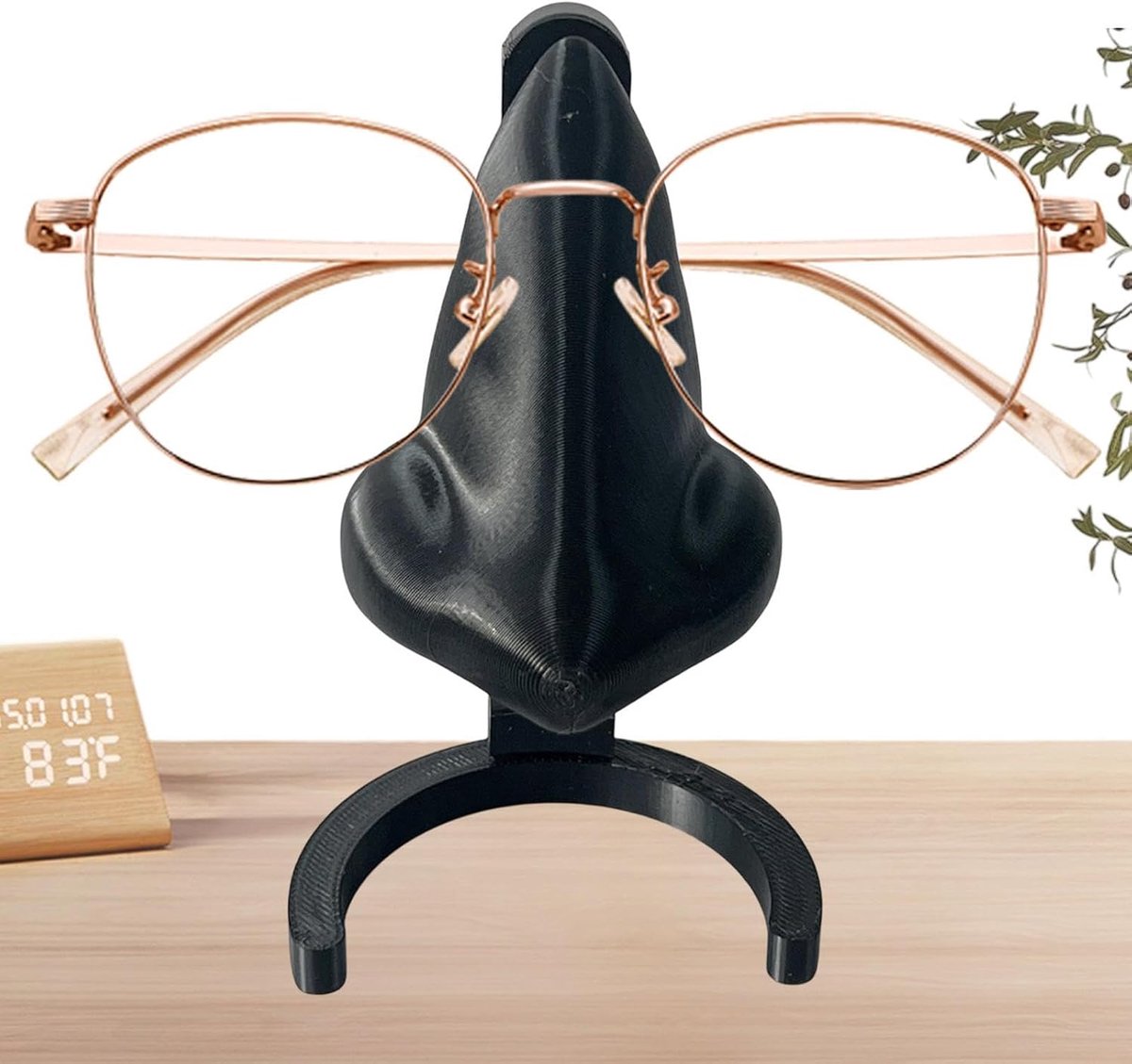 Brilhouder 3D - Creatief beeldje - Bureau decoratie - Neusvormig ontwerp - 6x5.5x9.3cm - Zwart
