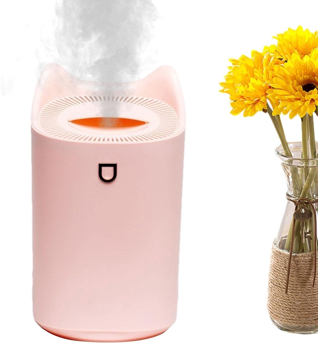 Luchtbevochtiger - Persoonlijke vernevelaar - Binnenshuis comfort - Stille werking onder 35 dB - 3L reservoir - Roze