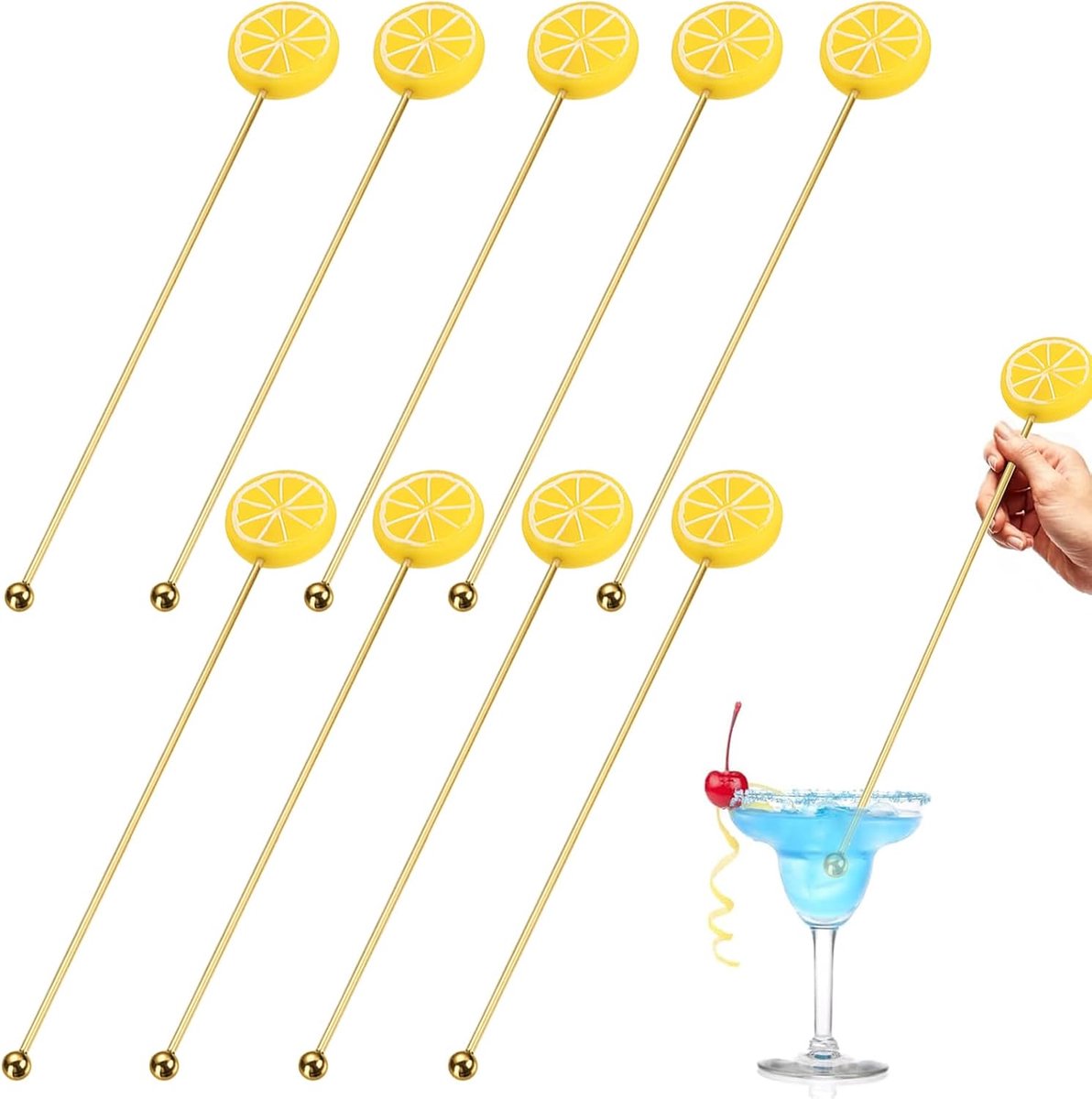 Koffie Roerstaafjes - Mengstick Drank - Dranken Mengen - Ergonomische Grip - 10 Stuks - Goud