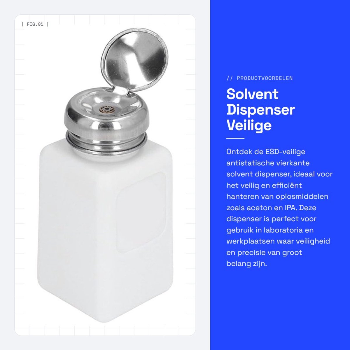 Dailygoods - Solvent Dispenser - Veilige Vloeistofdispenser - Antistatisch - Wit - Oplosmiddelen - Perfect voor Laboratoria en Werkplaatsen