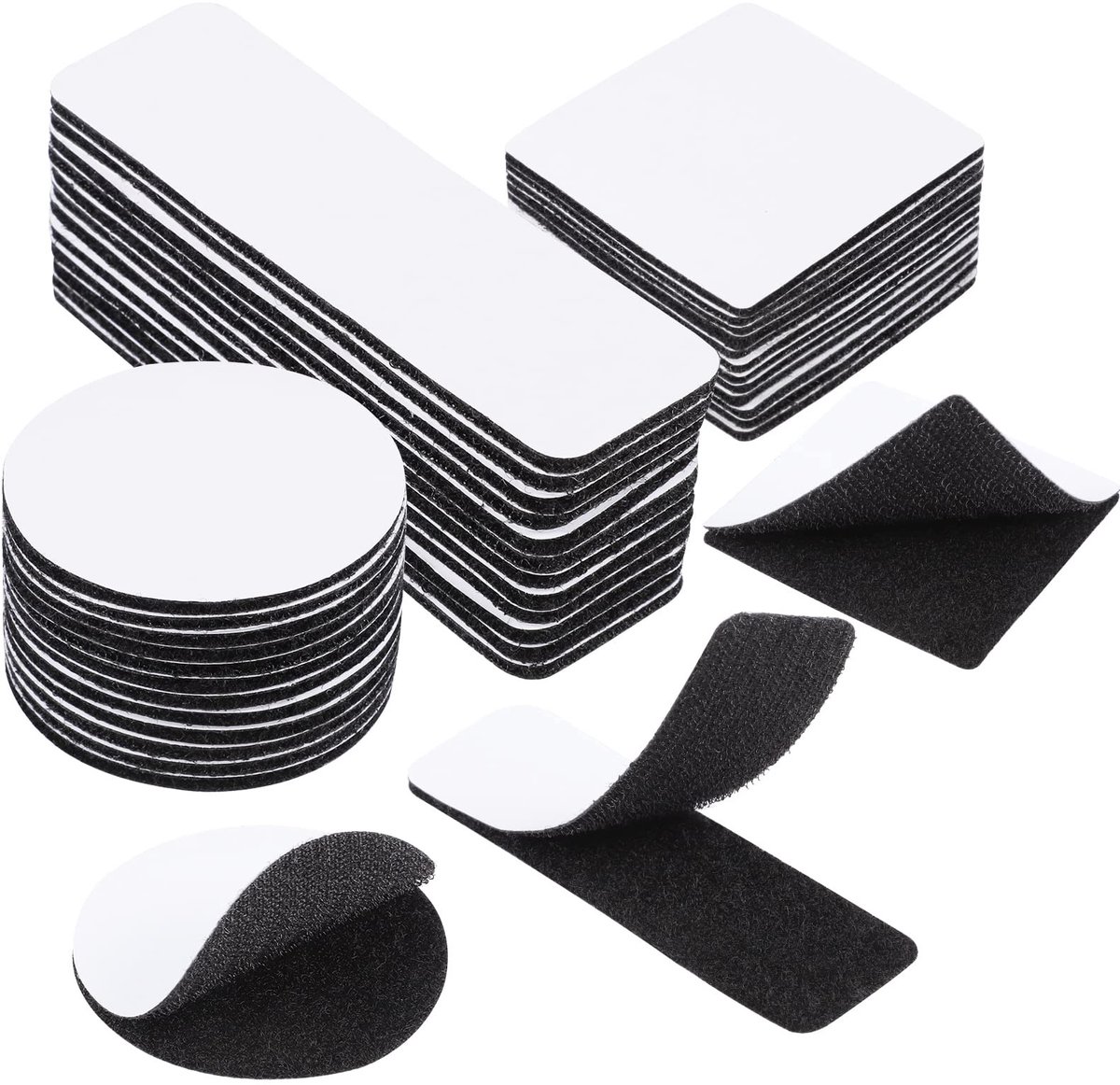 Dailygoods - Yoosso Klittenband, zelfklevend, extra sterk, 3 stijlen, dubbelzijdige klittenbandsluiting, zelfklevend, in plaats van boren, voor muren, vloeren, metalen deuren, 36 stuks, zwart