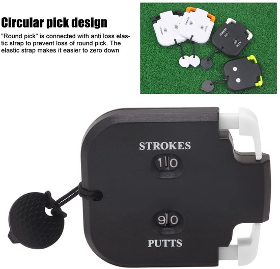 Dailygoods - Golfscoreteller - Mechanische Slagteller - Compact en Draagbaar - Zwart lichaam witte pers - Scoren in Stijl - Geschikt voor 2 Spelers van Dailygoods — afbeelding 2