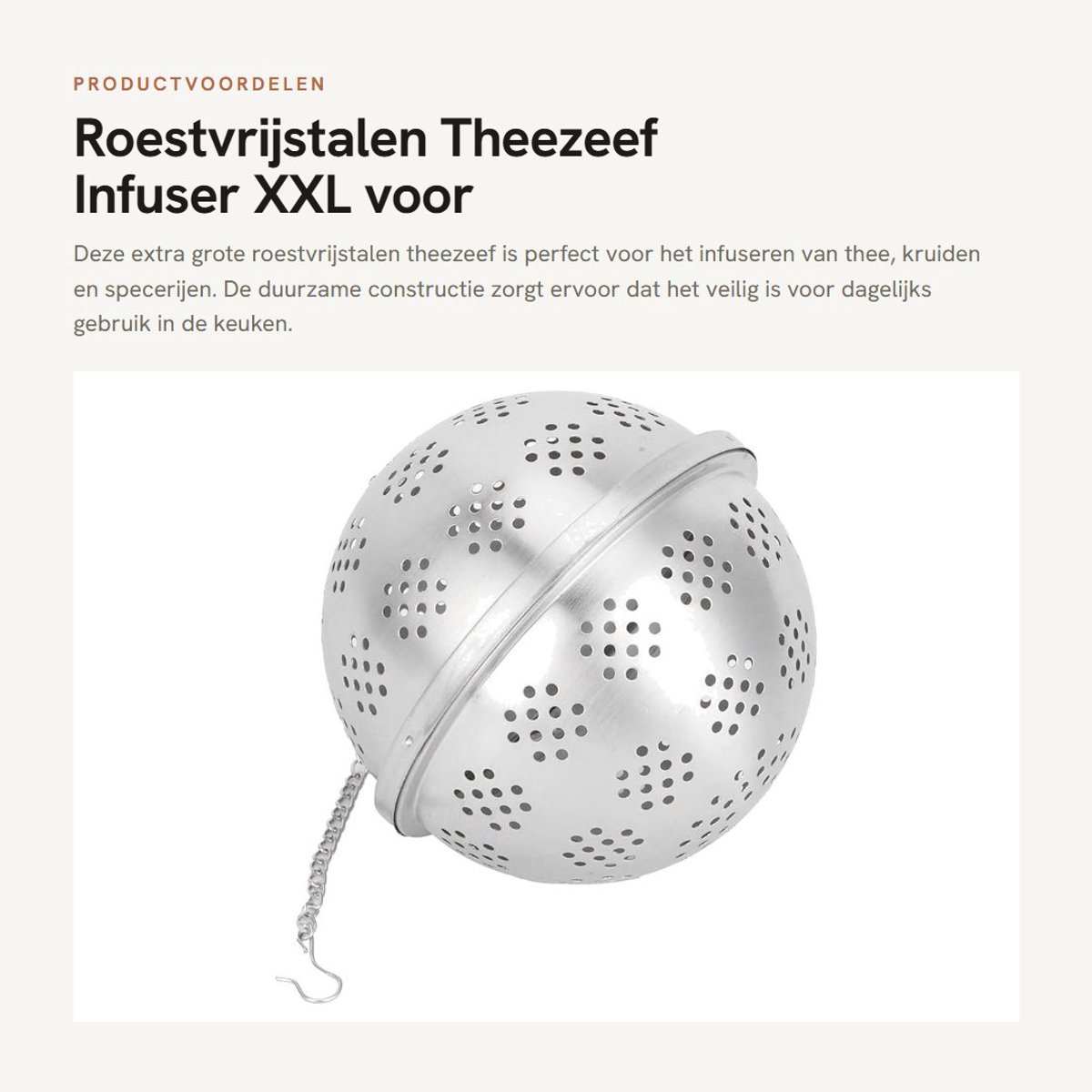 Allecto- Theezeef infuser - Roestvrijstalen thee steiler - Extra groot - Kruidenbal - Theebalfilter - Geschikt voor koken en keuken - Roestvrijstalen thee steiler voor kruiden infusie (M)