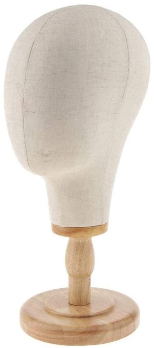 Dailygoods- Mannequin Hoofd 55 cm - Canvas Hoofd - Oefenhoofd - Pruik Standaard - Bevestigen - Tentoonstellen - Professioneel Ontwerp - Pruikstandaard