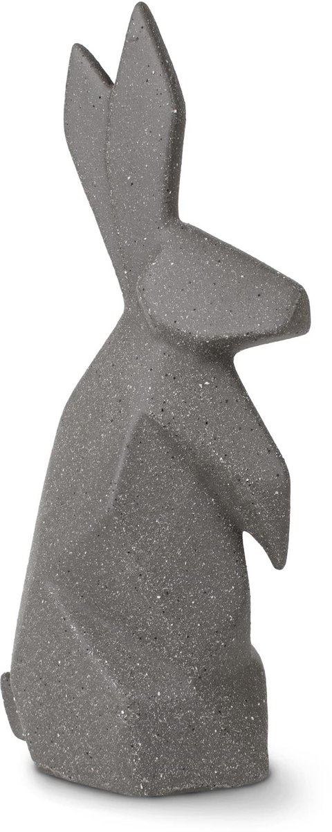 Dailygoods- Paashaas Beeld Handgemaakt - Keramisch Figuur - Decoratie - Paasdecoratie - Lentedecoratie - 28 cm Hoog - Antraciet - Decoratief Konijn