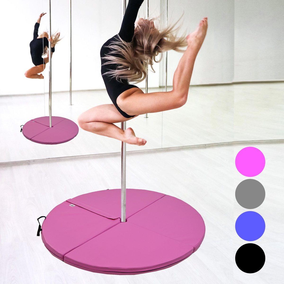 TRUTZHOLM - Pole Dance Valmat - 5 cm Dik - Ø 120 cm - Roze - Opvouwbare Paaldansmat - Professionele Beschermmat