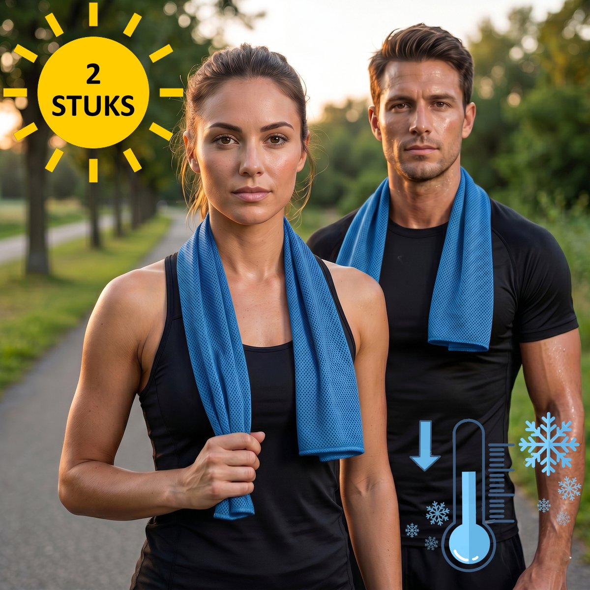 Sorprese Koelhanddoek - 2 Stuks - Lichtblauw - Verkoelende Handdoek - Cooling Towel - Microvezel - Ice Towel - Ijshanddoek - Koelsjaal