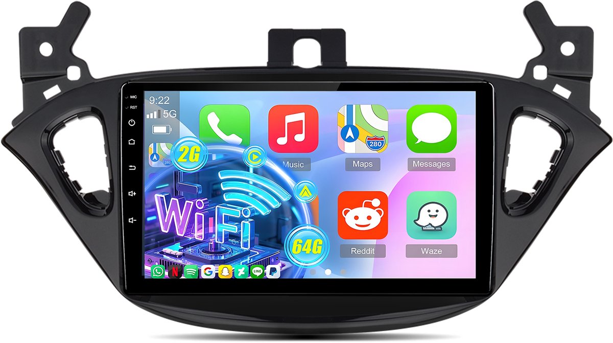 Cestovet Autoradio - Geschikt Voor Opel Corsa E 2015 t/m 2019/Adam 2013 t/m 2016 - Draadloos Apple Carplay & Android Auto - 2GB + 64GB - 4 Core processor - Bluetooth & Wifi GPS Navigatie