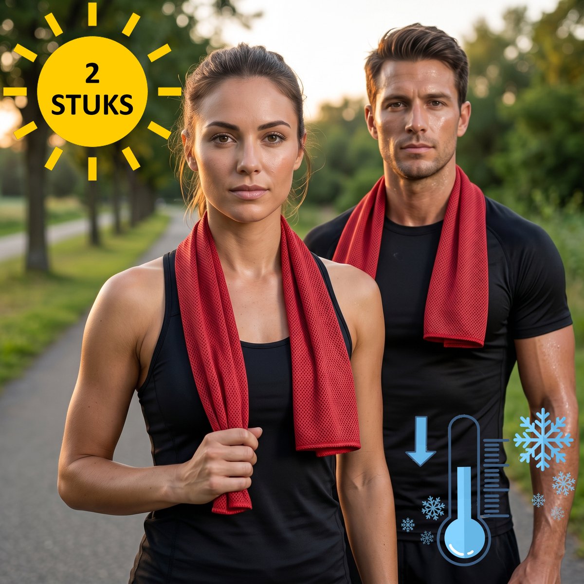 Sorprese Koelhanddoek - 2 Stuks - Rood - Verkoelende Handdoek - Cooling Towel - Microvezel - Ice Towel - Ijshanddoek - Koelsjaal