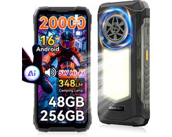 Robuuste Smartphone - Blackview Rock 5 - 48GB RAM - 256GB ROM - 20000 mAh - 6,78" 120Hz - Android 16 - Nieuwe telefoons 2026 - Zwart