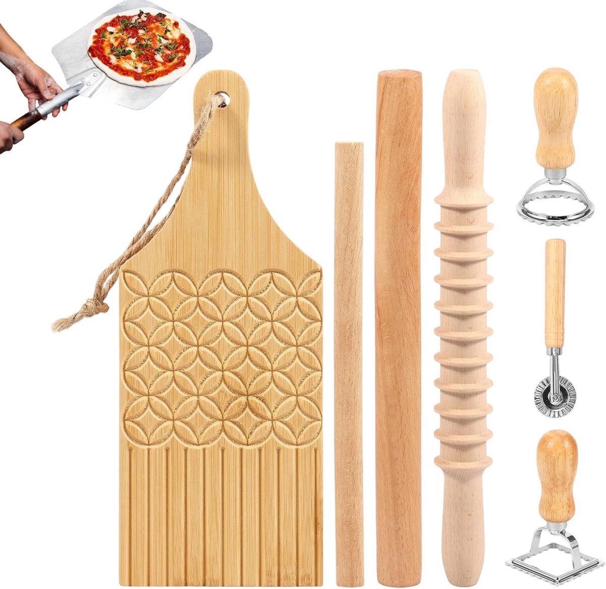 Pastasnijder Houten Handvat - Deegroller Set - Zelf Pasta Maken - Ergonomisch Ontwerp - Niet Gespecificeerd - Niet Gespecificeerd