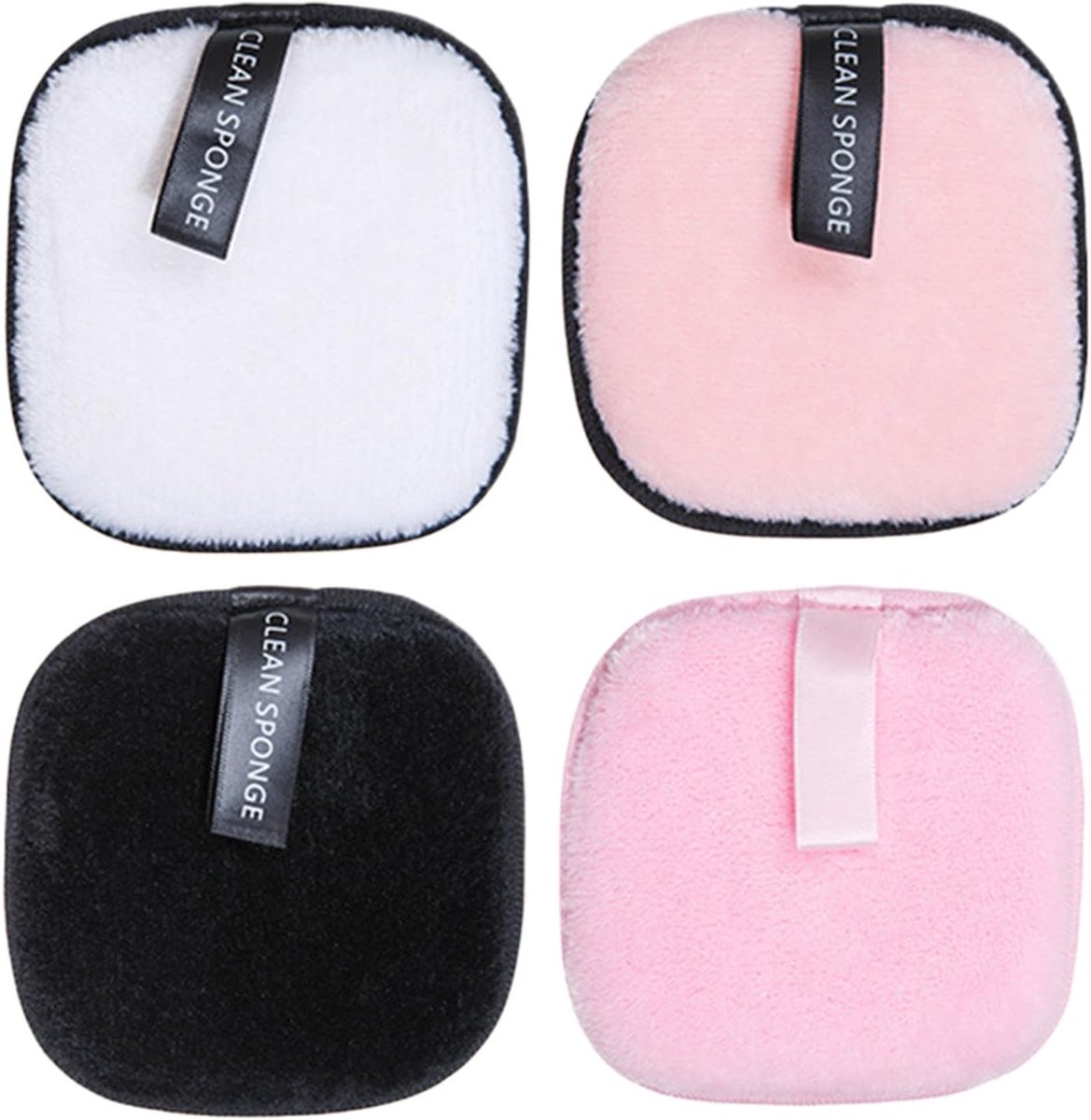 Herbruikbare Gezichtspads - Make-up Remover - Make-up Verwijderen - Milieuvriendelijke Oplossing - 4 Stuks - Zwart Roze Wit