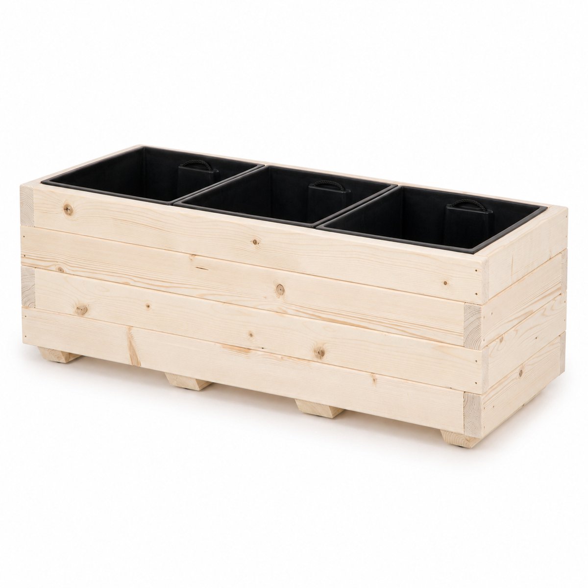 Plant&Bak Plantenbak met Binnenbak Vurenhout L91 × B33 × H32 cm – Houten Plantenbak voor Buiten – Uitneembare Binnenbak – Naturel