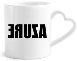 Keramische Mok - Koffiecup - Warme Dranken - Hartvormig Handvat - 340 ml - Zwart Blauw