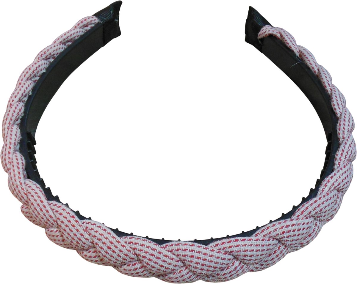 Diadeem gevlochten rood-wit