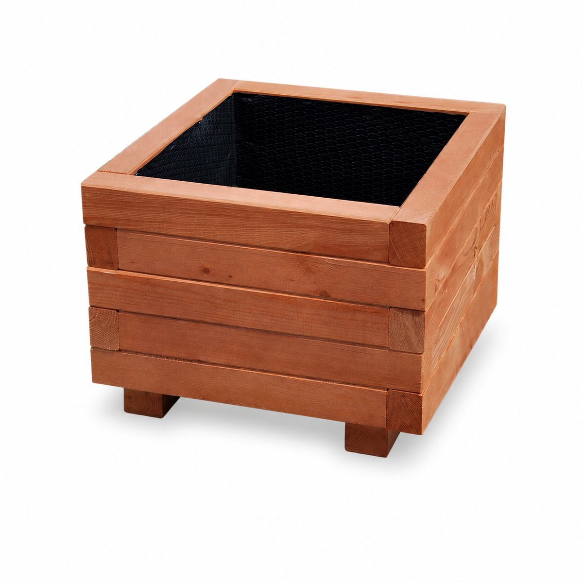 Plant&Bak Tuinbak Vurenhout L40 × B40 × H30 cm – Houten Plantenbak voor Buiten – Vierkante Bloembak met Waterdichte Binnenbekleding – Notenbruin