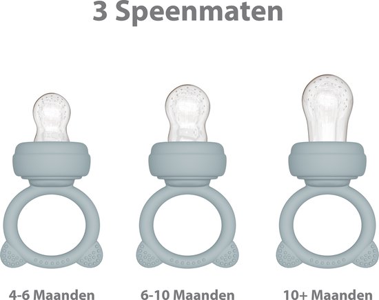 Liefjes & Co Fruitspeen & IJsblokjesvorm - Baby Speen met Bijtring - BPA-vrij Siliconen - 3 Speenmaten S/M/L - Pastelblauw van Liefjes & Co — afbeelding 5