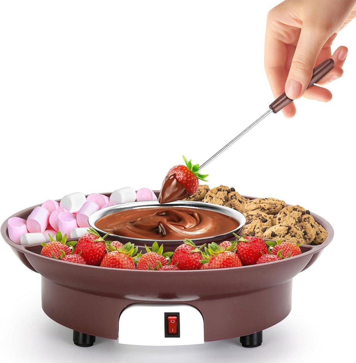 Chocolade Fondue - Hotpot Electrisch - Kaasfondue - Automatische Temperatuurregeling - Oververhittingsbeveiliging - Anti-verbrandingsfunctie - Bruin – foto 3