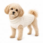 Honden Trui Gebreid Ecru - Maat L– Warme Puppy & Kleine Hond Trui – Zachte Kabel Knit Sweater voor Herfst & Winter – Ecru