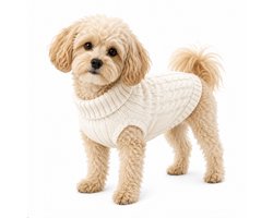 Honden Trui Gebreid Ecru - Maat L– Warme Puppy & Kleine Hond Trui – Zachte Kabel Knit Sweater voor Herfst & Winter – Ecru