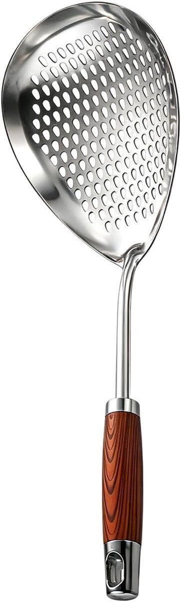 Roestvrijstalen Skimmer - Olie Scheppen - Snel Frituren - Ovale Gaten - 36cm Lengte - Zilver