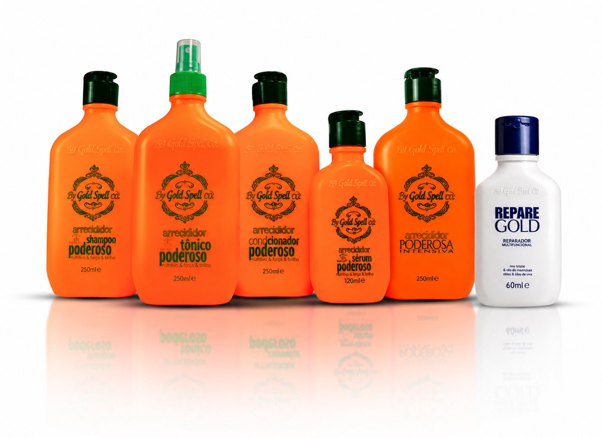 Gold Spell Poderosa Kit – Complete Haarverzorgingsroutine (Shampoo + Tonic + Conditioner + Serum + Intensief Masker + Repare Gold)