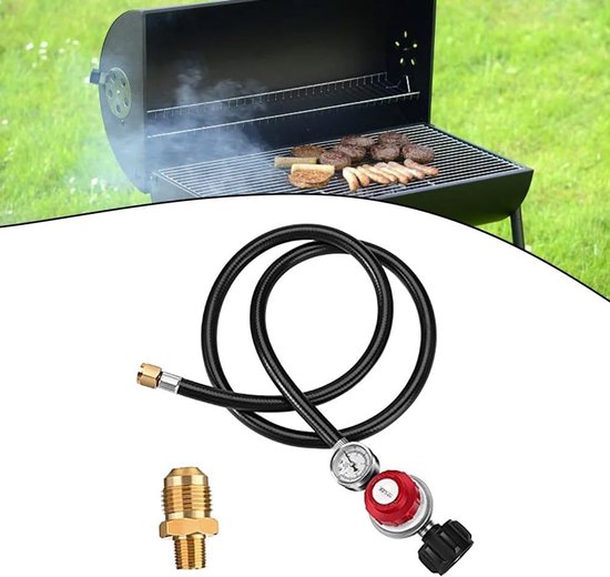 Propaan Regelaar - Gasdrukregelaar Slang - Buiten Koken - Met Meter - 4FT Slang - Zwart — afbeelding 4