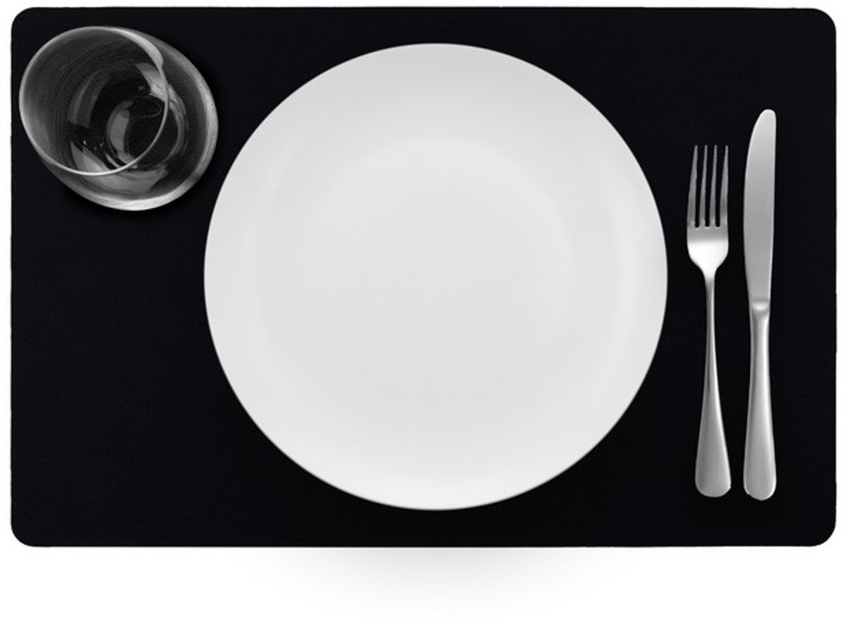 Placemat set gerecycled leer - rechthoek - 28,5 x 43,5 cm - 4 stuks - Chia