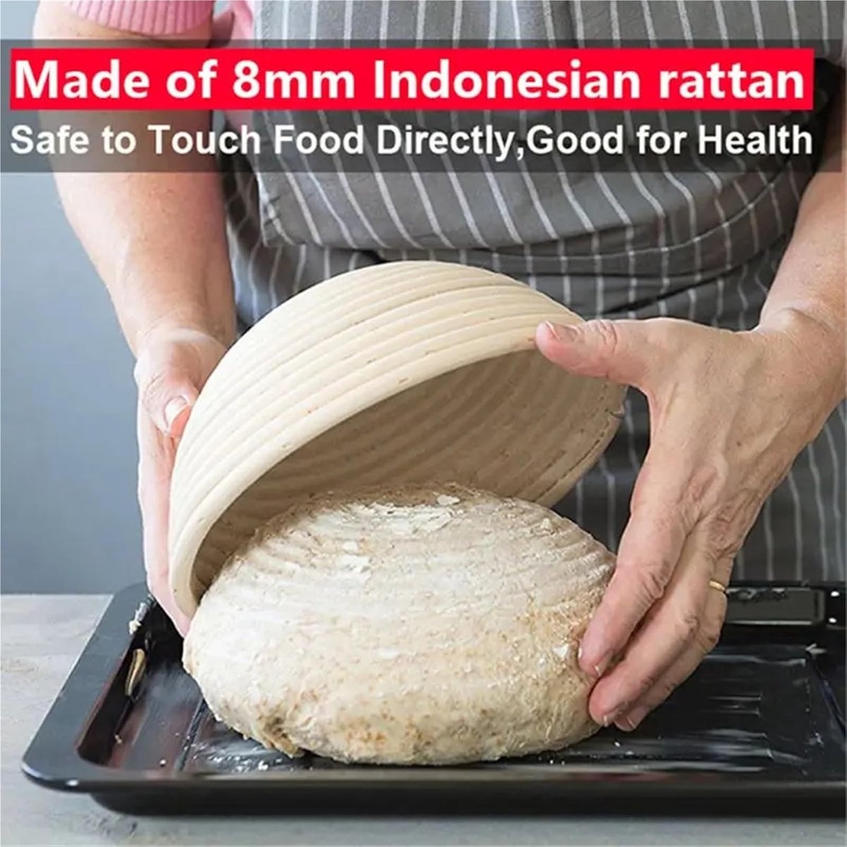 Brood Mand - Rijsmand Bakgerei - Brood Rijzen - Natuurlijk Rotan - 25cm Diameter - Houtkleur