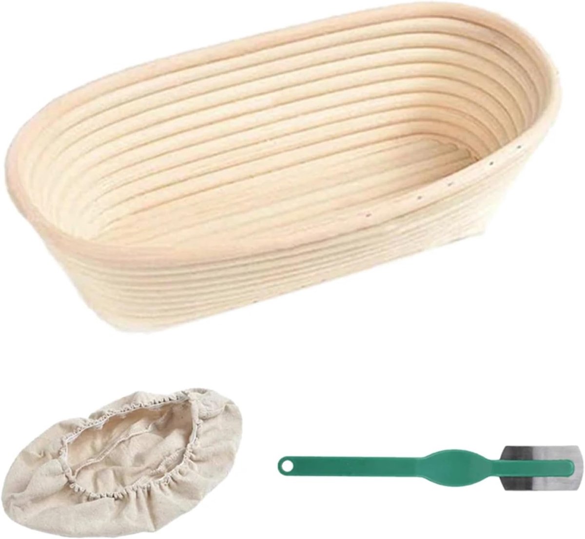 Ovale Broodmand - Rieten Mand Deeg - Brood Bakken - Natuurlijk Rotan - 28 x 14 x 8 cm - Houtkleur