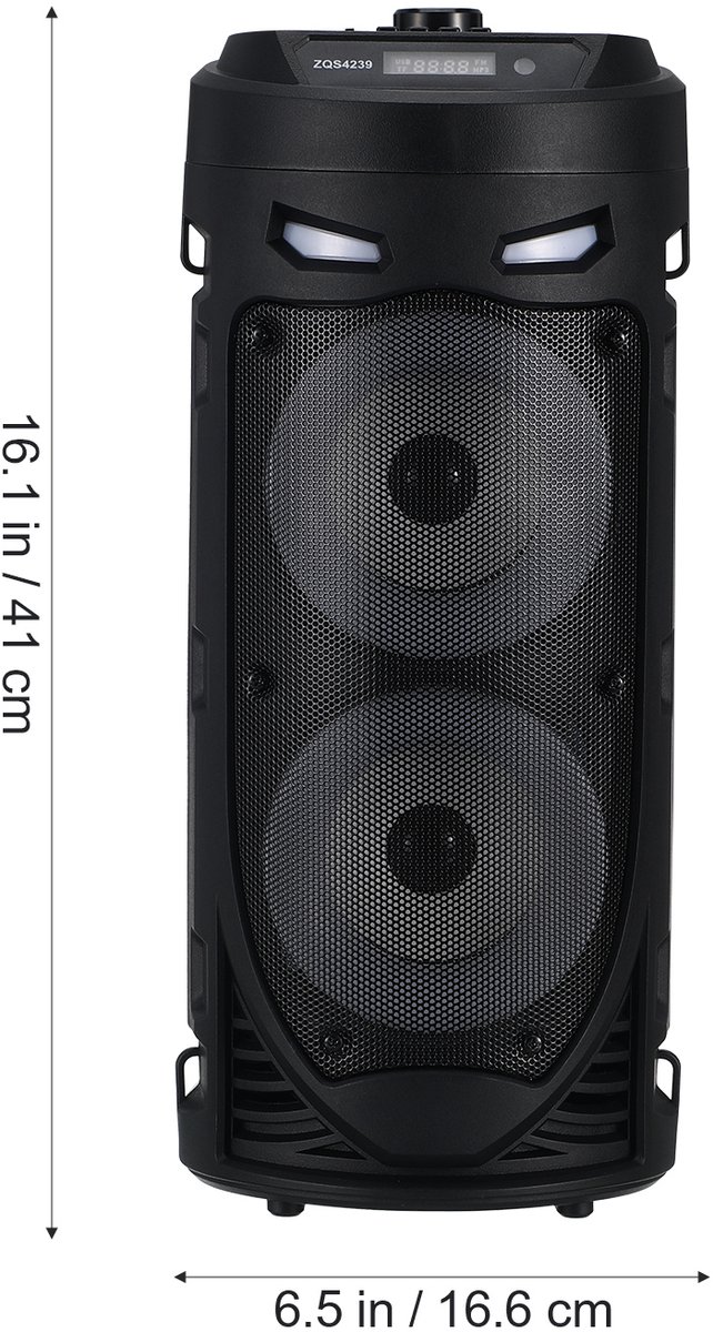 Draadloze Speaker met LED-verlichting - 8W x 2 Stereo, 1800mAh, Bluetooth 5.0 - Incl. Microfoon, Afstandsbediening & Schouderriem - Geschikt voor Buiten, Feest, Tuin of Strand - Zwart — afbeelding 2