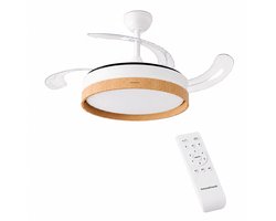 Plafondventilator met licht InnovaGoods, stil, intrekbare bladen, 6 snelheden, 3 modi, afstandsbediening