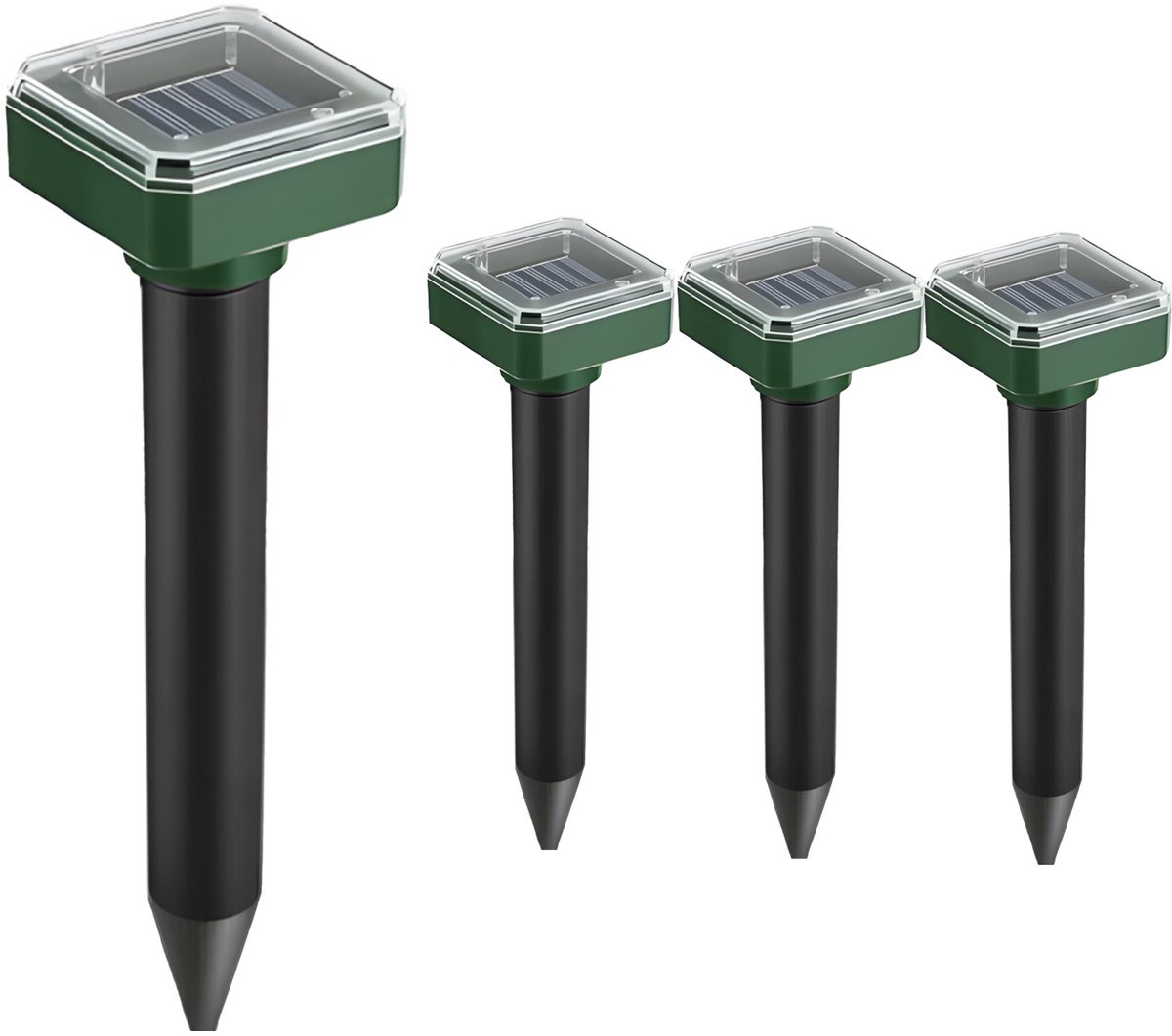 Mollenverjager op zonne-energie - Mollenbestrijdingsset - Mollenval - Werkt op zonne-energie - Waterdicht - Diervriendelijk - 4-delige set - Houd uw tuin, gazon of moestuin netjes